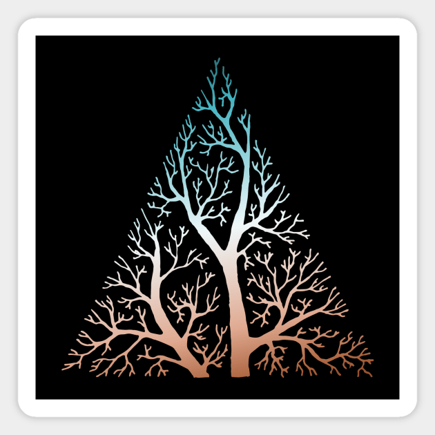 Stylized tree branches in triangle frame - teal, white, and orange gradient Magnet by AtlasMirabilis